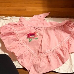 Pink Apron with Floral Embroidery